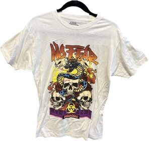 No Fear Graphic Tee NWOT 100%‎ Cotton Beige Medium Skull Metal Tshirt